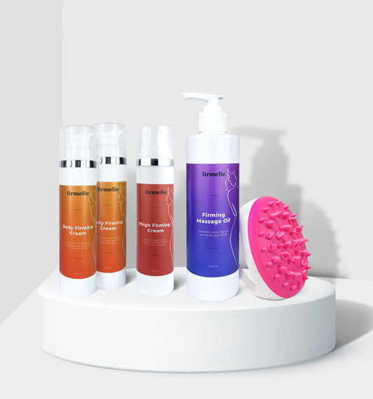 - 2 Crema rassodante per la pancia  - 1 Crema rassodante per le cosce  - 1 Olio per massaggi contro la cellulite  - 1 Massaggiatore antirughe