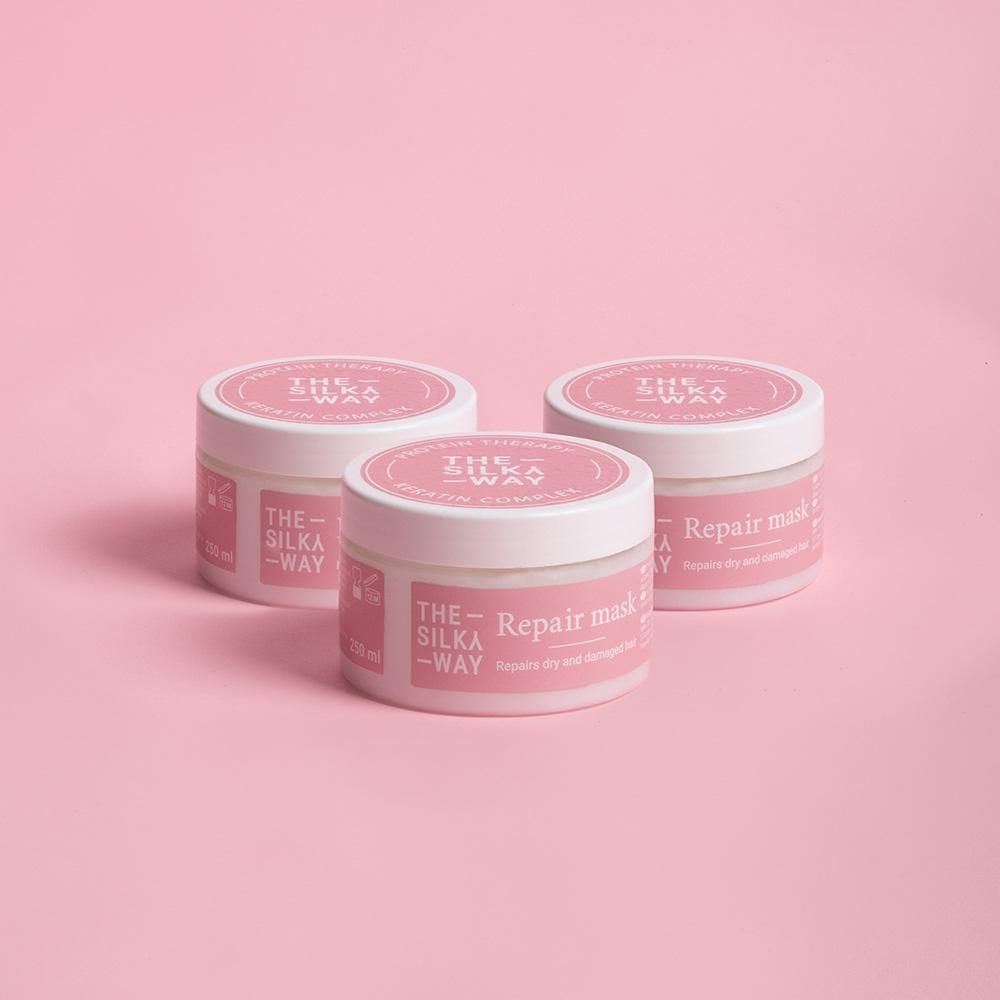 3 vasetti di maschera riparatrice per capelli